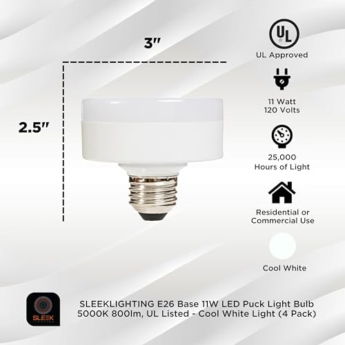 E26 Base 11W LED Puck Light Bulb 5000K Daylight - color: 5000k