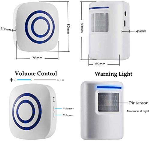 Motion Detector Sensor Alarm, SiegenPro Driveway Alarm Wireless, Home Security Business Motion Sensor Alarm Indoor Outdoor Weatherproof (YF-0256, 2 Receivers and 4 Sensos) - color: 2 Receivers and 4 Sensos, style: YF-0256
