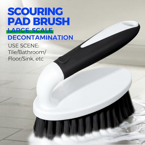 Holikme Cleaning Brush Set for Household Use, Scrub Brush, Kitchen Brush, Tile Lines Brush for Bathroom, Floor, Tub, Shower and Kitchen Surface (Charcoal) - color: Charcoal