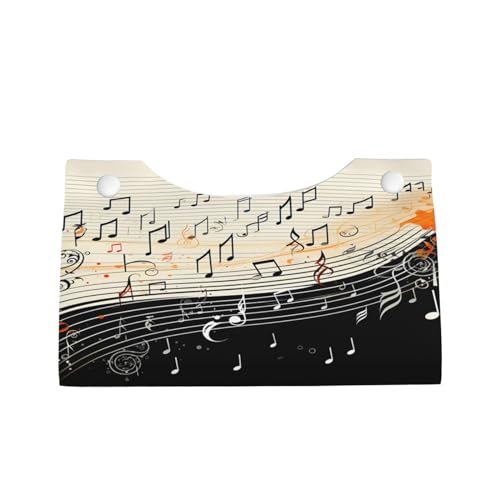 Tissue Box Cover Retro Music Notes Print Rectangle PU Leather Tissue Box Holder for Car Bathroom Bedroom Desk Tabletop Decor - color: Retro Music Notes Print
