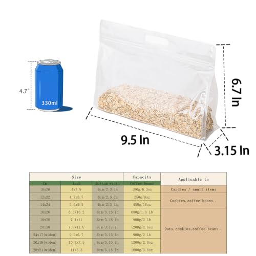 50 Pcs Clear Resealable Bags with wider bottom, 9.5" x 6.7" Zipper Food Storage Bags with Handle, Stand Up, Reusable, Sealable, for Packaging Products - color: Clear, size: 9.5" x 6.7"