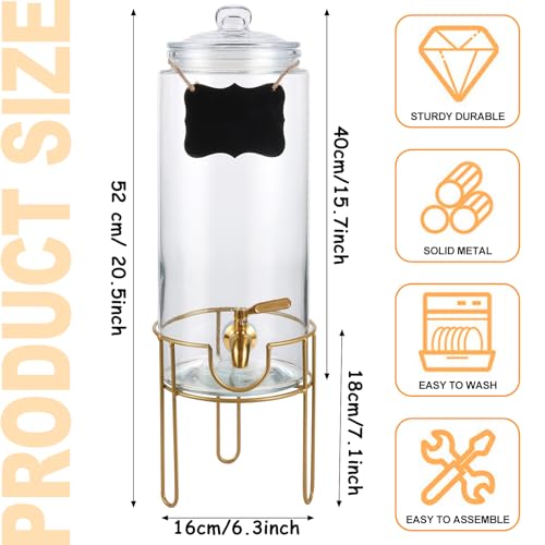 1.5 Gallon Drink dispenser, Glass Beverage Dispenser With Stand, Drink Dispensers for Parties With Stainless Steel Spigot + Marker & Chalkboard 100% Leakproof. Perfect For Parties And Daily Use - size: 1.5 Gallon