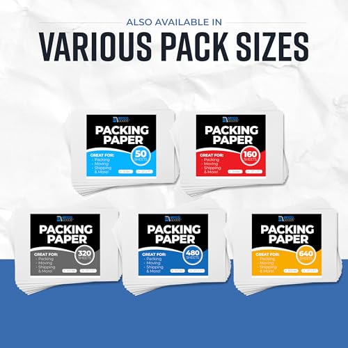 Packing Paper Sheets for Moving | 480 Sheets | 27" x 17" | 15lb | Made in USA | Newsprint Paper | Must Have in Your Moving Supplies - size: 27" x 17" (480 Sheets)