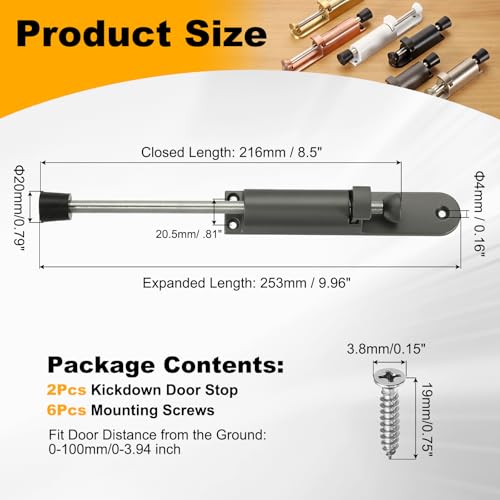 uxcell 2Pcs Kickdown Door Stop for Ground Gap 0-100mm Gray - color: Gray, size: for 0-100mm