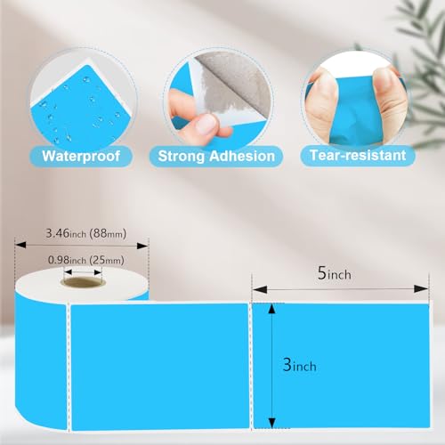 3 x 5 inch Home Moving Box Labels for Storage Bins 300pcs Colored Blank Label Sticker for Shipping Thermal Printer Color Coding Rectangle Moving Labels for Packing Boxes Sky Blue - color: Sky Blue