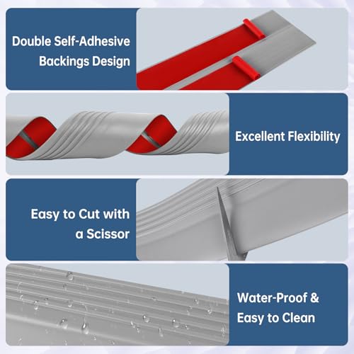 Stair Edge Trim Self Adhesive Rubber Stair Nosing Edge Protector - color: Gray, size: 4 In X 40 Ft