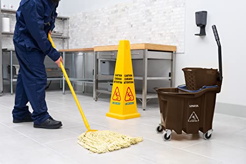 Carlisle FoodService Products Omnifit Mop Bucket with Side Press Wringer and Soiled Water Insert for Floor Cleaning, Kitchens, Restaurants, And Janitorial Use, Polypropylene (Pp), 35 Quarts, Brown - color: Brown