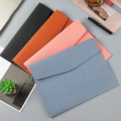VANRA 1 Piece PU Leather Envelope File Folders A4 Paper Document Filing Envelope Document Organizer Leather Portfolio Folder Holder with Magnetic Closure (Blue) - color: Blue