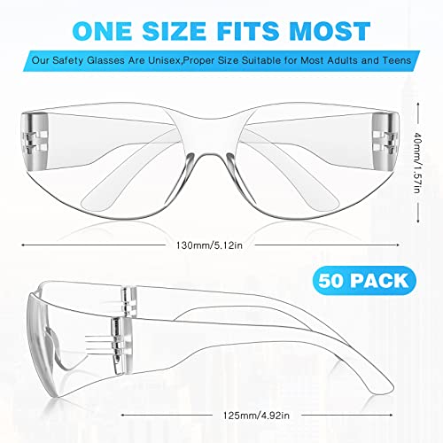 WFEANG 50 Pack Clear Safety Glasses for Men Women, ANSI Z87.1 Work Glasses - color: 50clear