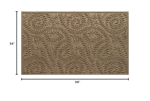 WaterHog Boxwood Front Door Mat Indoor Outdoor Entrance, All-Weather Mats - color: Camel, size: Large 35"x59" (3’x5’)