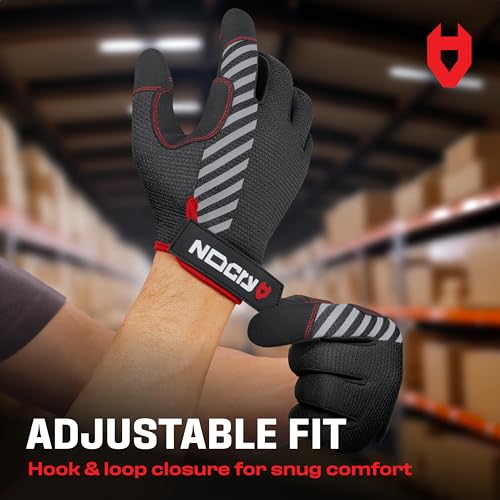 NoCry Utility Gloves for Men with Reinforced Fingers and Thumb Crotch; Double Stitched Palm and Touchscreen Tips; Breathable and Highly Flexible; — Ideal for Mechanics, Construction and Yard Work - size: Small, style: Lite