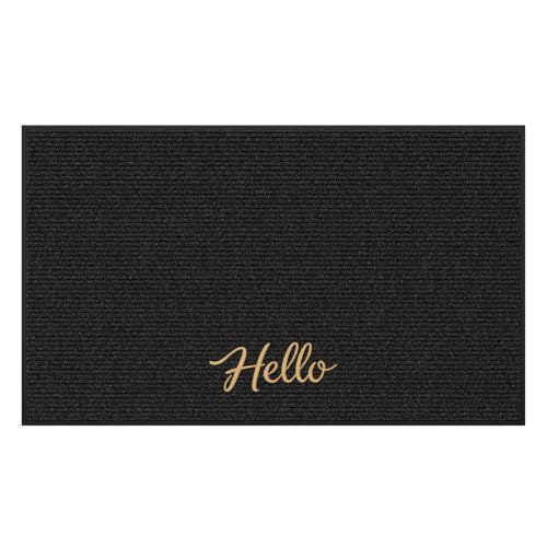 Front Door Mat Outside Entrance, Heavy Duty Welcome Mat, 3'x5' - color: Black-hello, size: 3' x 5'