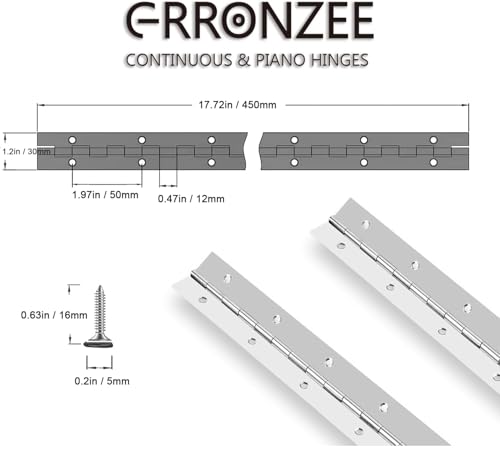 2PCS Piano Hinge 18 Inch Stainless Steel Continuous & Piano Hinge - size: 18 Inch