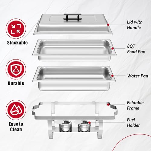 IMACONE Rectangular Chafing Dish Buffet Sets of 2, 8QT - color: Silver, size: 2-Pack