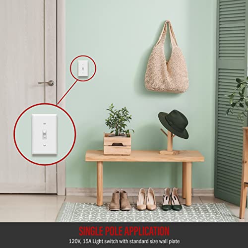 ENERLITES 10 Pack Toggle Light Switch with Wall Plate, Single Pole, White - color: White, size: Switch with Wall Plate