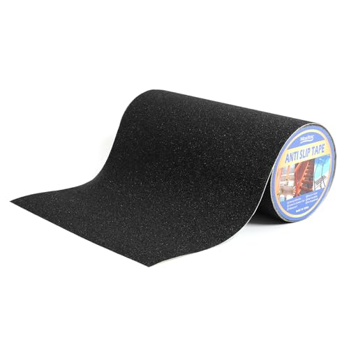 12" x 30Ft Heavy Duty Anti Slip Tape, 80 Grit Grip Tape, All Weather Abrasive Friction for Stairs, Skateboards, Indoor Outdoor, Garage Ramps, Home & Business - Black - color: Black, size: 12" x 30 FT