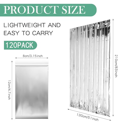 Macarrie 120 Pack Emergency Blankets, Thermal Space for Survival