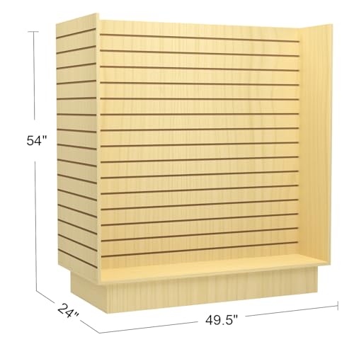 49.5”W x 24”D x 54”H - Retail Slatwall Gondola Display with 3” Slat wall Units,Maple Versatile H-Unit Slatwall Display Stand - color: Maple