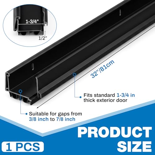 FoldTier 1 Pcs 32'' U Shaped Door Sweep for Bottom of Exterior Door, Black - color: Black, size: 32 Inch