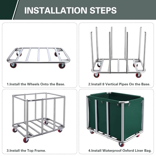 Commercial Laundry Cart with Wheels,440 lbs(Blackish Green) - color: Blackish Green