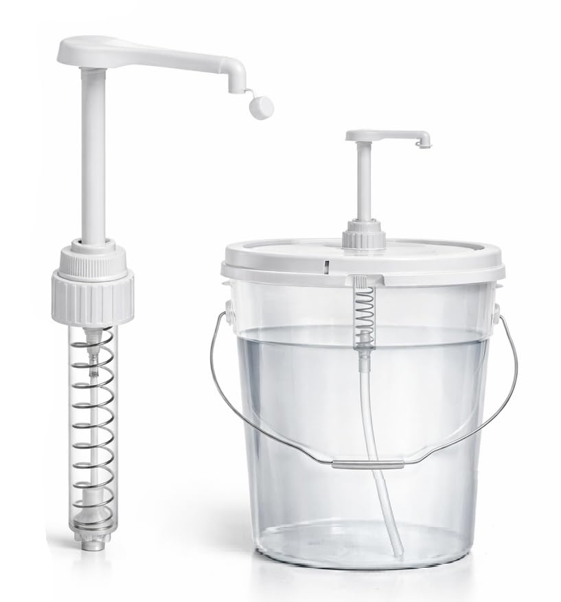 Heavy-Duty 5-Gallon Bucket Pump Dispenser with Leak-Proof Cap – Compatible with Oil, Laundry Soap, Detergent, Fabric Softener, Degreasers, and More. Making it Ideal for Commercial and Household