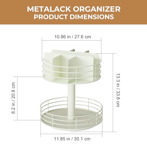 Snack Organizer - Versatile Snack Storage 2 Tier Lazy Susan with Convenient Grab-and-Go Design, Metal Snack Holder for Home, Office, Breakroom, 12.13" L x 12.13" W x 12.56" H (Matte White) - color: 2 Tier 12 Inch White