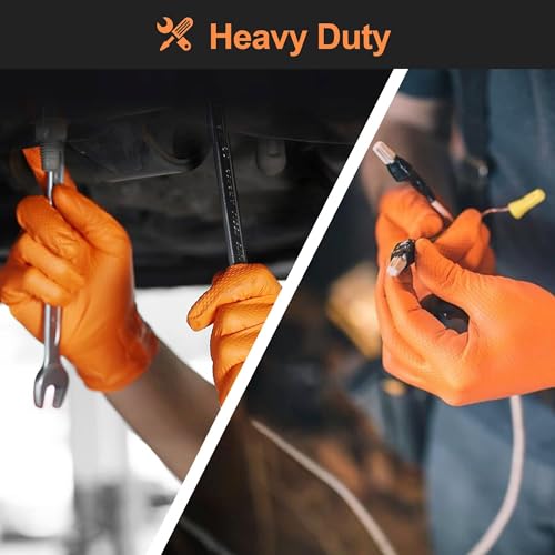 TitanFlex Heavy Duty Industrial Orange Nitrile Gloves, 8-mil, Gloves Disposable Latex Free with Raised Diamond Texture Grip, Powder Free, Rubber Glove, Mechanic Gloves,1000-ct Case (Medium) - color: 8-mil (1000-ct), size: Medium
