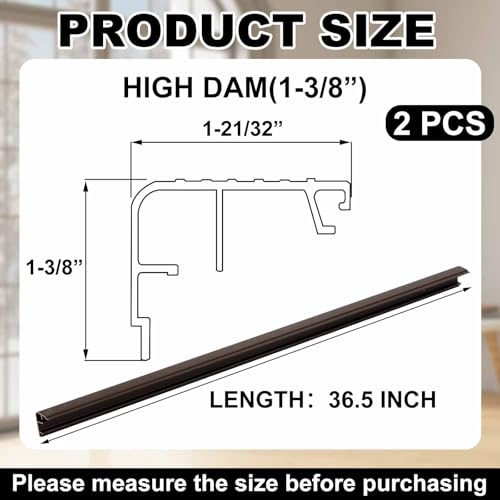 2 Pcs 36" L Fixed Vinyl Sill Threshold Cap 1-3/8 Inches High, Dark Brown - color: Dark Brown, size: 1-3/8,36 Inch