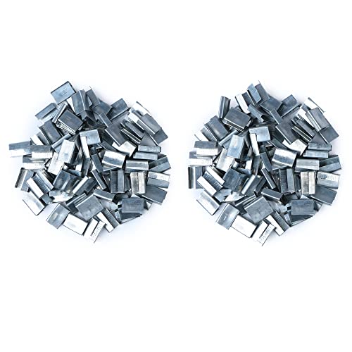 U.S. Solid 200-Pack Open Serrated Strapping Seals for 5/8 in PET Polyester Strapping, Metal Banding Clips for Pallet and Cargo Packaging