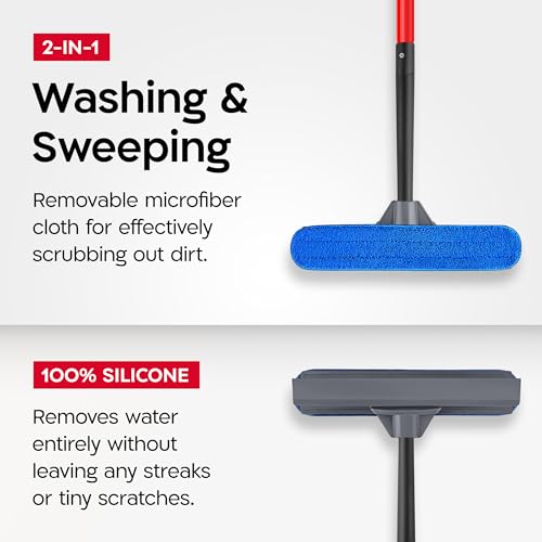 Tyroler Window Washing Kit with Extension Pole 12"-80", 100% Silicone Head - size: 12''-80''