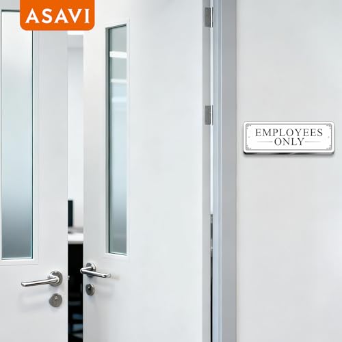 “EMPLOYEES ONLY” Acrylic Sign – Waterproof & Fade-Resistant Staff-Only Notice with Strong Adhesive + Pre-Drilled Holes (8.7"x3") | Office, Warehouse, Restricted Areas (White) - color: White