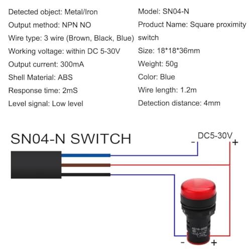 Gebildet Inductive Proximity Sensor SN04-N NPN NO Normally Open Detection Approach Switch with SN Bracket (Blue, 2 Pack) - color: Blue-E1649