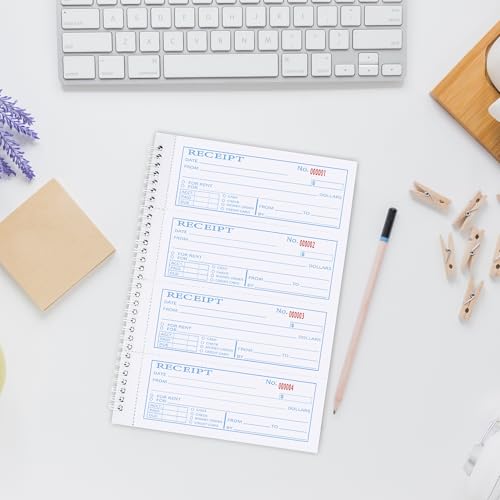 Single Book,Money Rent Receipt Book,7.9x11.22 Inches,2 Part Carbonless,Cash Receipt Book,200 Sets per Book,4 Receipts per Page - size: 7.9x11.22 inches, style: 1Pc-2Part