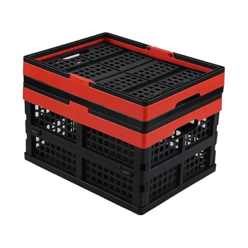15 L Folding Crate with Handle, Plastic Shopping Basket, 2 Packs