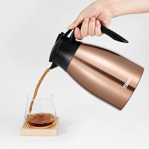 Tiken 51 Oz Thermal Coffee Carafe, Stainless Steel Insulated Vacuum Coffee Carafes For Keeping Hot, 1.5 Liter Beverage Dispenser (Copper) - color: Copper, size: 50.7 Ounces