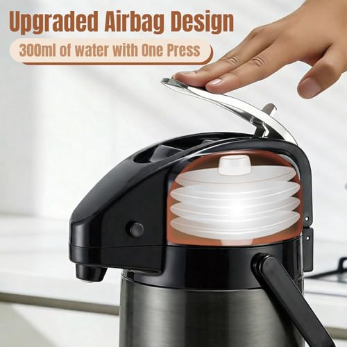 Airpot Coffee Dispenser with Pump, 84.5 oz Carafe, Black, 1 Count - color: Black