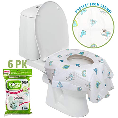 Potty Shields Disposable Toilet Seat Covers, XL Waterproof Sheets, 6 Pack - color: Original, size: 6 Pack