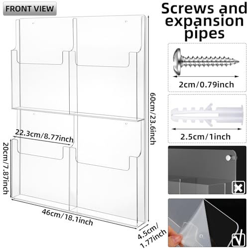 RattanView 2 Pcs Brochure Holder Wall Mount Acrylic Magazine Display
