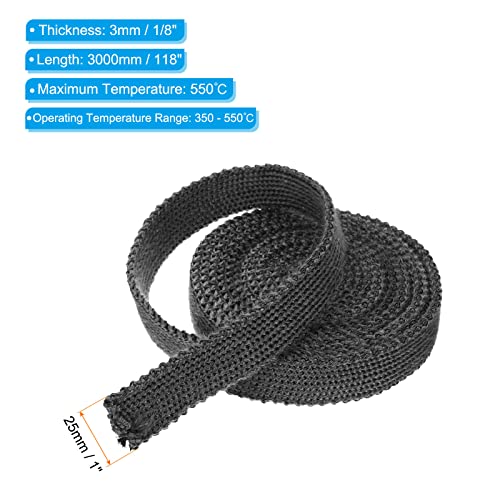 PATIKIL 1"x 1/8"x118" Wood Stove Gasket, Graphite Fiberglass Flat High-Temperature Resistance Seal Rope for Stoves Fireplace Door, Black - size: 1"x 1/8"x118"