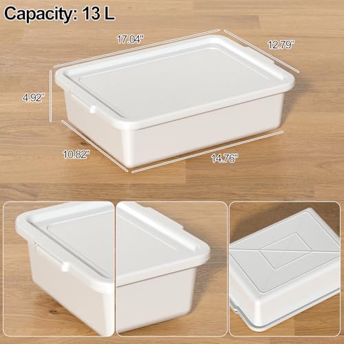 13 L Commercial Bus Tub with Lid, Restaurant Bus Bin, 3 Packs - size: 13 L with Lid White