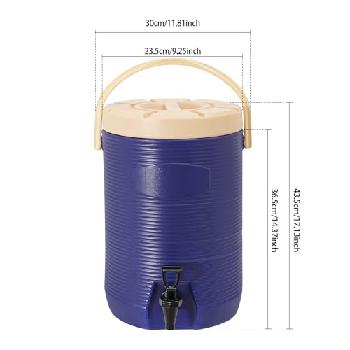 Stainless Steel Beverage Dispenser Insulated Container with Faucet Cooler with Drink Dispensers Cold and Hot Drink Dispenser for Milk Tea, Juice, Coffee 4.49 Gal Capacity (Blue) - color: Blue, size: 17L