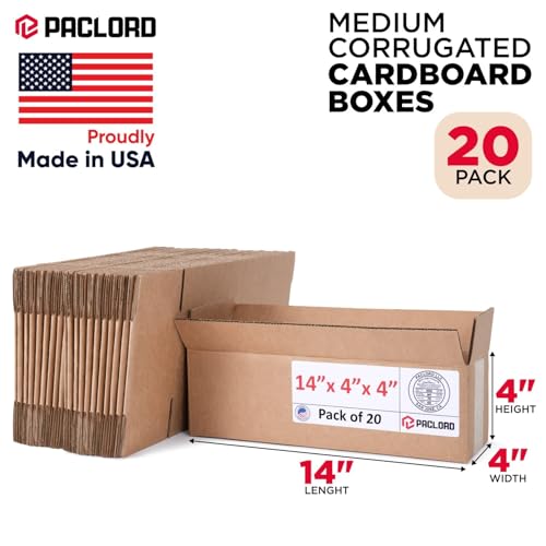 Long Cardboard Boxes 14"L x 4"W x 4"H (Pack of 20) - USA-Made Packing Boxes for Moving, Shipping, or Storage - USPS, UPS, FedEx Approved - Professional Packing Supplies for Moving - color: Pack of 20, size: Long 14x4x4"