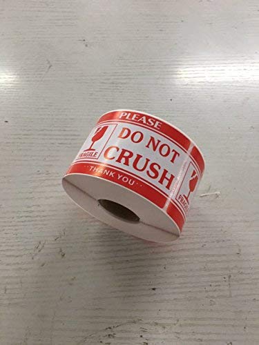 1000 2" x 3" Fragile DO NOT Crush Handle with Care Stickers Glossy Surface Self Adhesive Labels 1000 Per Roll - size: 1 Roll