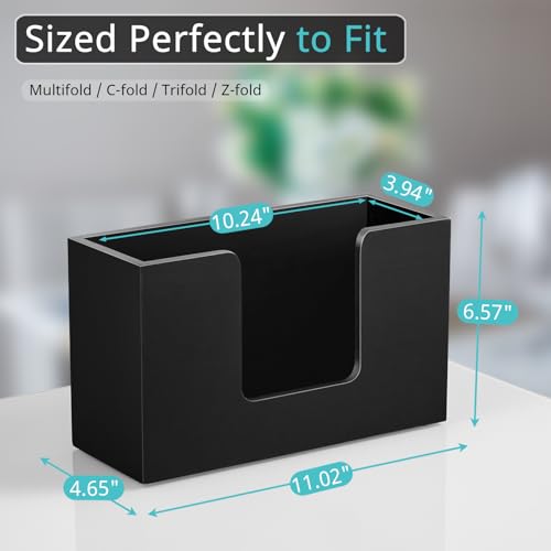 2-Pack Paper Towel Dispenser Countertop, Wooden Bathroom Paper Towel Holder, Black Napkin Holder for Kitchen, Countertop Multifold C-Fold, Z-Fold, Trifold Paper Hand Towel Dispenser for Toilet - color: 2 Pack-black, size: 11.02" x 4.65" x 6.57"