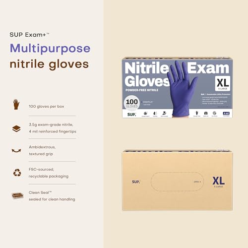 Supmedic SUP Exam Plus® Nitrile Gloves, Powder-Free Disposable Lab Violet - color: X-large (Lab Violet 1000)