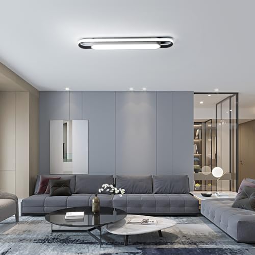 Modern LED Smart Ceiling Light,28.3" Flush Mount Ceiling Lamp, 40W Dimmable Linear Metal Chandelier Light Fittings for Kitchen Laundry Garage Dining Room Office Hallway Closet Aisle - color: Dimmable, size: 28.3 Inch