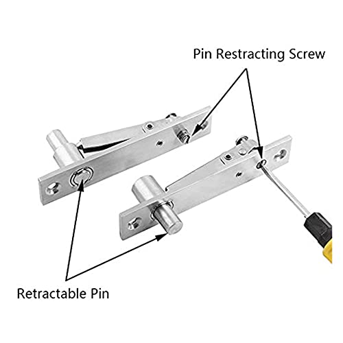 Hinge, Stainless Steel Pivot Door Hinge Heavy Duty Pivot Hinge for Wood Doors 360 Degree Shaft Stainless Steel