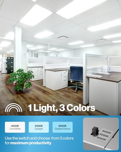 Sunco 2 Pack 2x4 LED Flat Panel Lights 3CCT Selectable, 30-50W, Dimmable