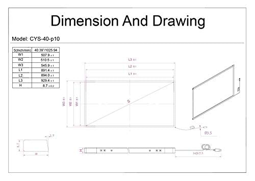 Chengying 40 Inch 10 Points Multi-Touch Infrared Touch Frame IR Touch Panel 40 Inches Infrared Touch Overlay USB Driver Free HID Compatible - size: 40 inch