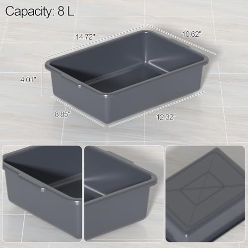 8 L Commercial Bus Tubs, Plastic Food Service Bus Tub, 5 Packs - size: 8 L